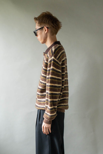 KID MOHAIR RIBBED KNIT POLO LS(ST.1647)