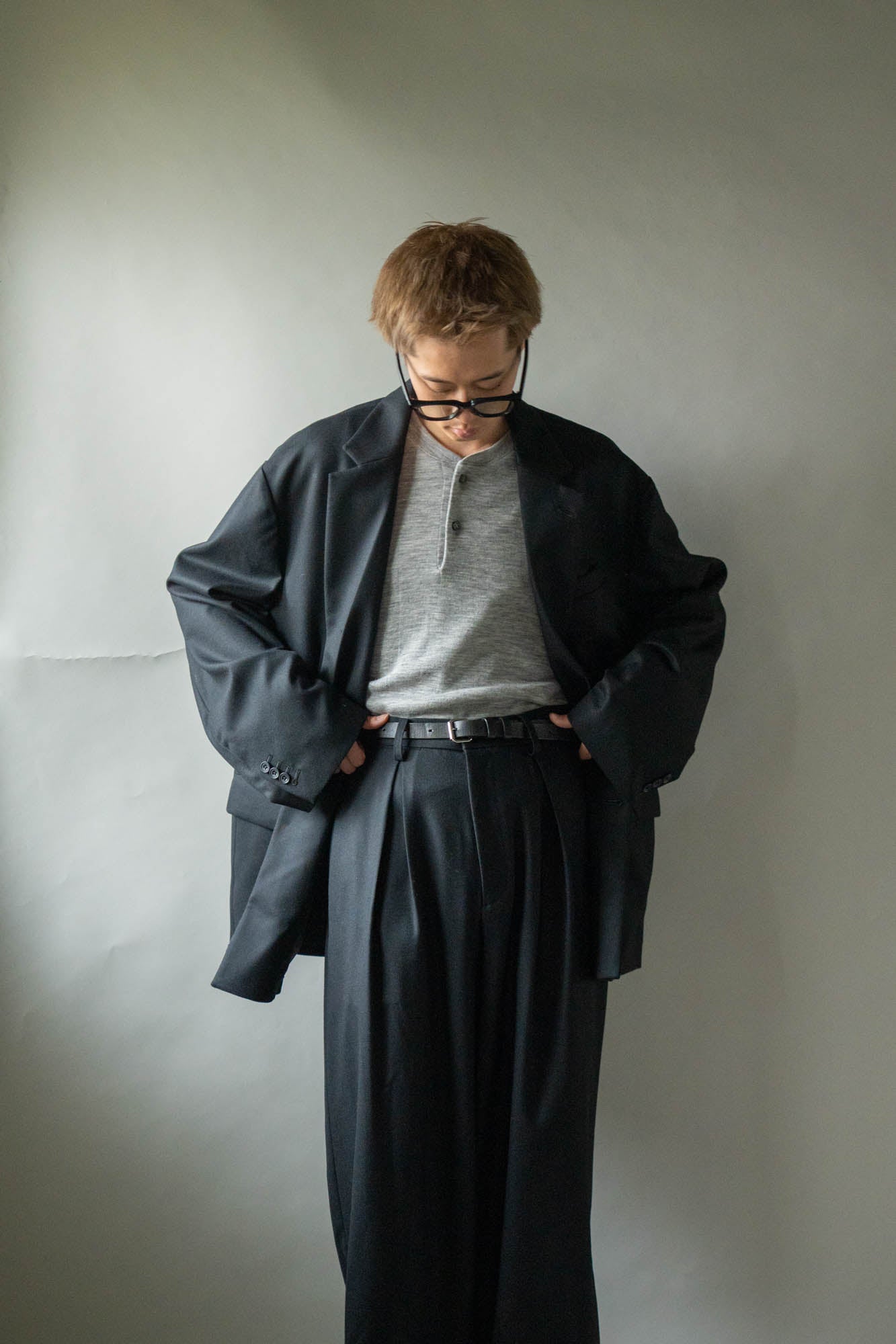 WOOL FLANNEL OVERSIZED SINGLE BREASTED JACKET(ST.1593)