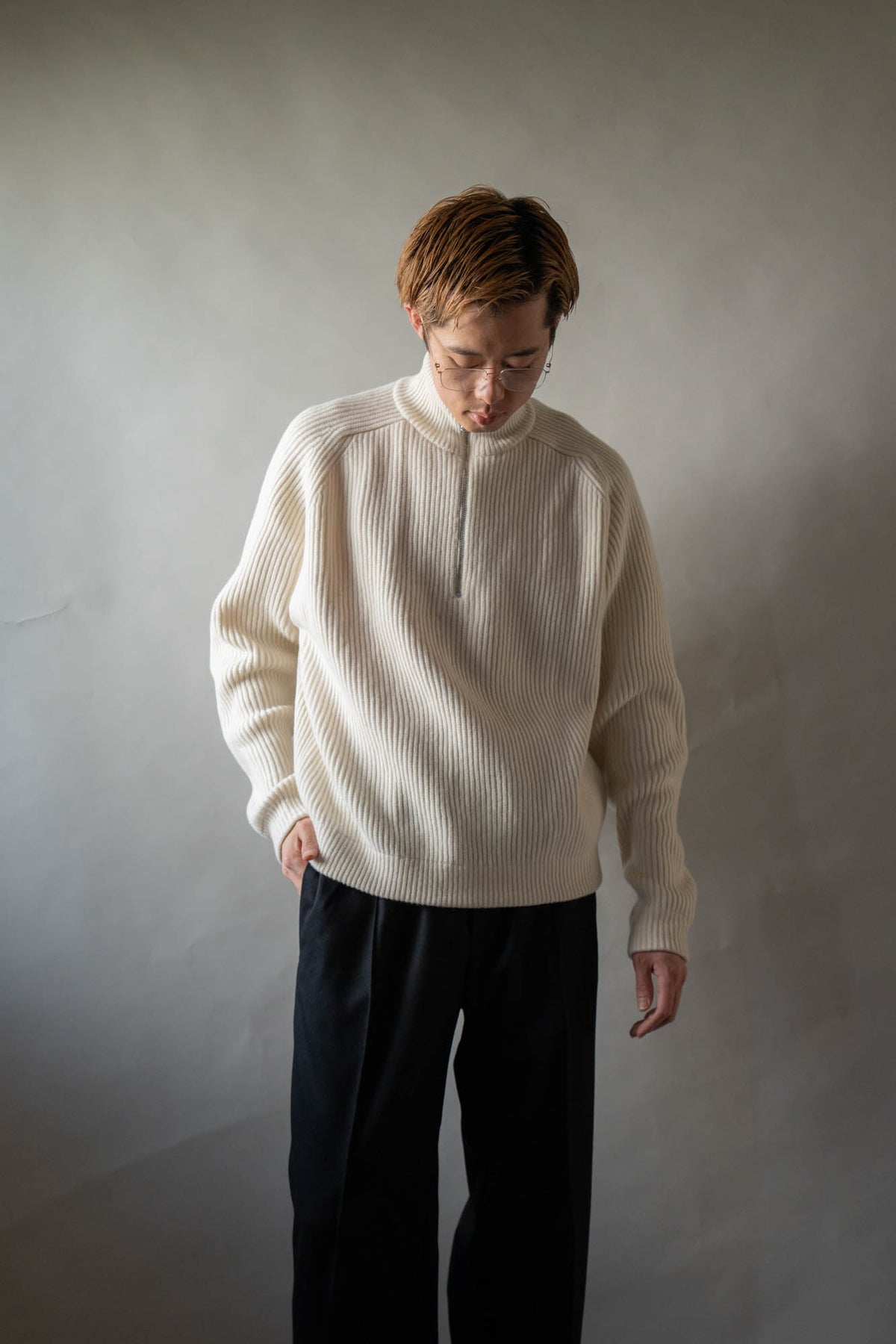 HALF ZIP RIBBED JUMPER