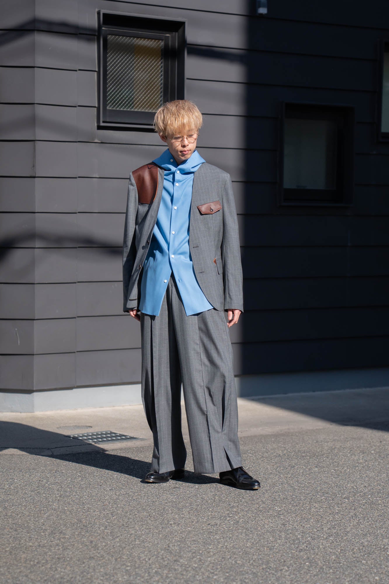 Pleated Stripe Summer Wool Pants