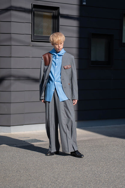 Pleated Stripe Summer Wool Pants