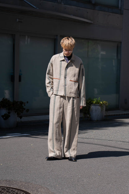 FLLOWER SAK LINEN STRIPE EASY PANTS