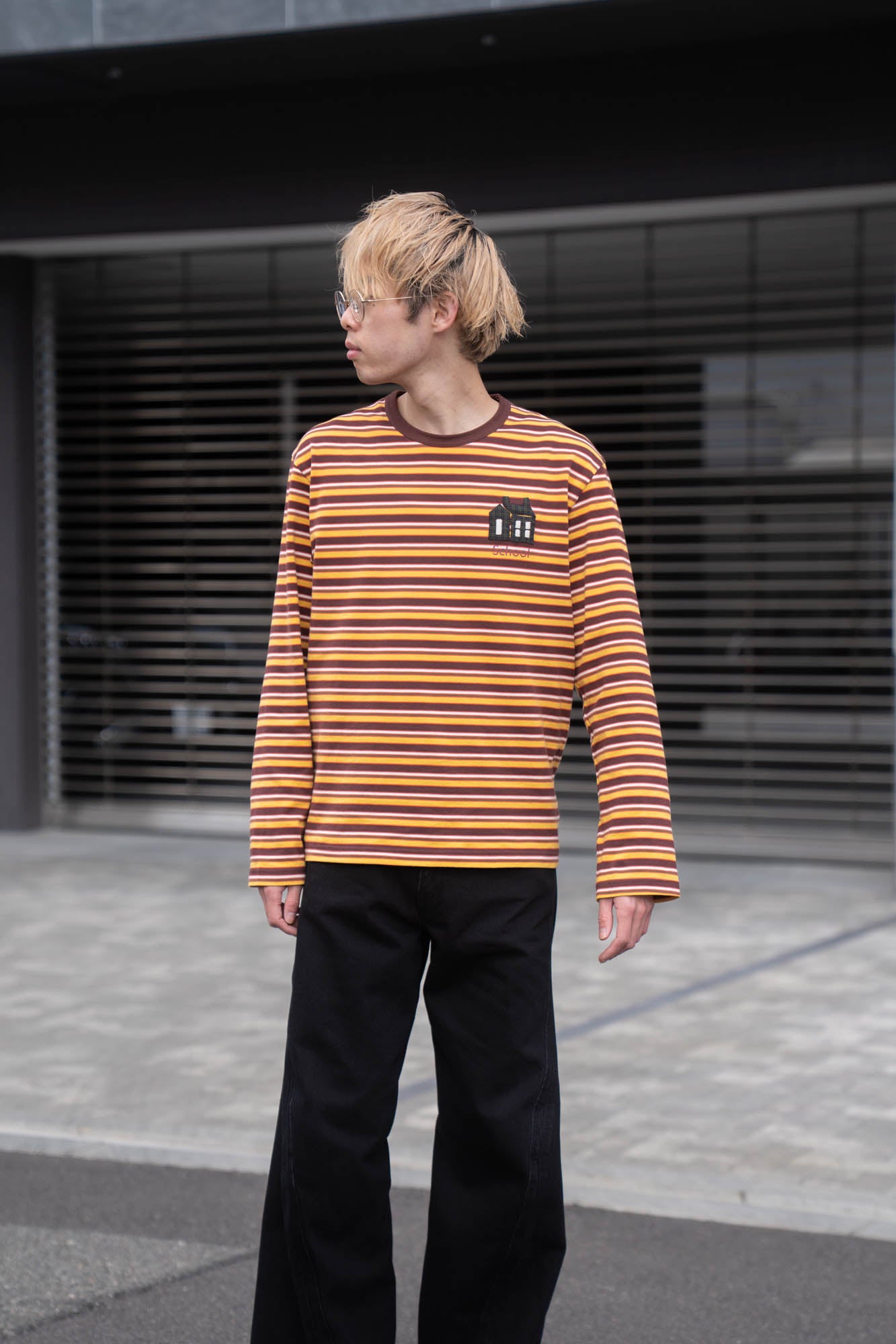 Hand-Embroidered Stripe Long Sleeve T-Shirt