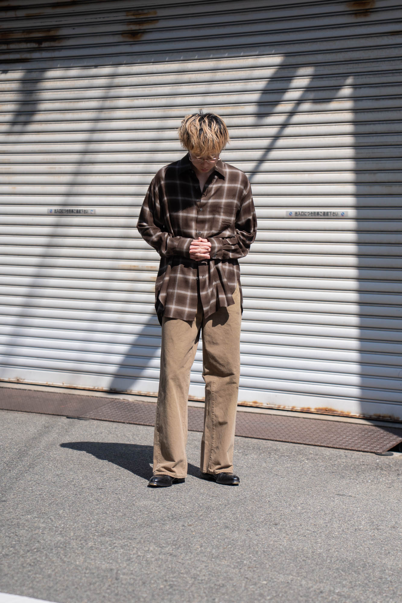 LY/VIS CHECK OVERSIZED LS SHIRT(ST.1461)