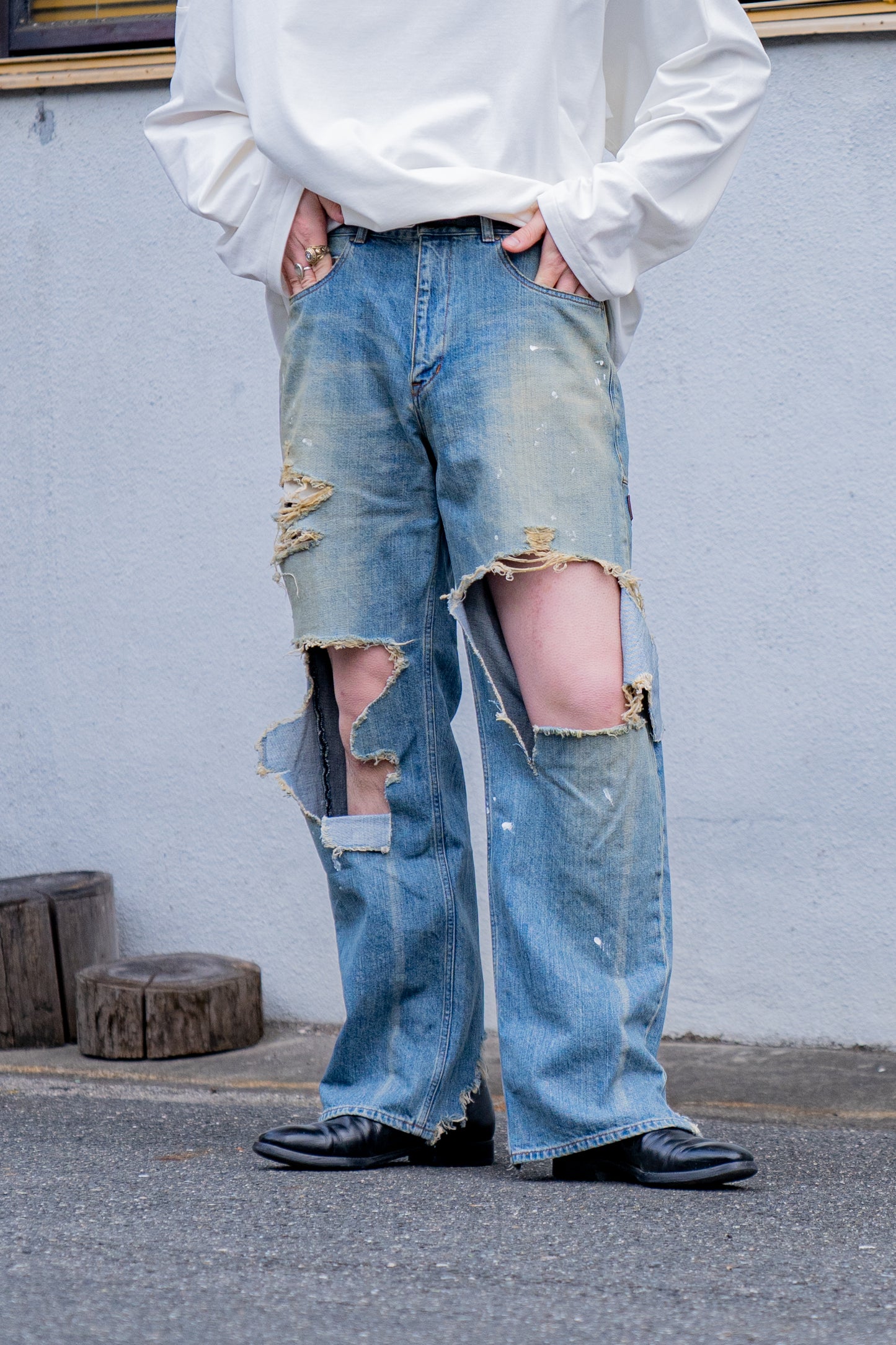 Organic Cotton Denim Pants*Crashed