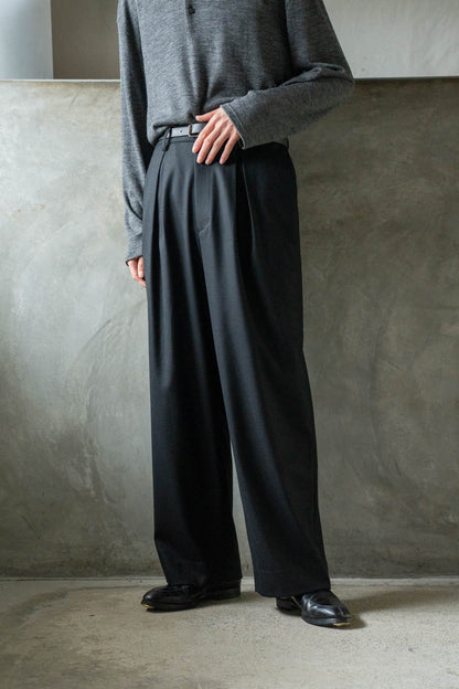 WOOL FLANNEL EASY WIDE TROUSERS(ST.1609)