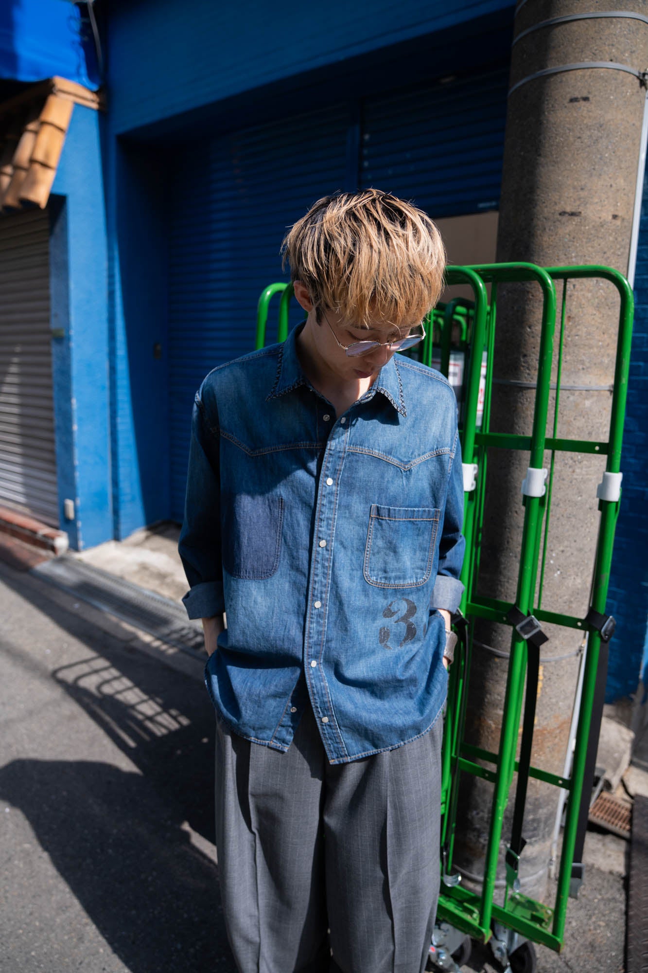 Hand-Embroidered Denim Shirt