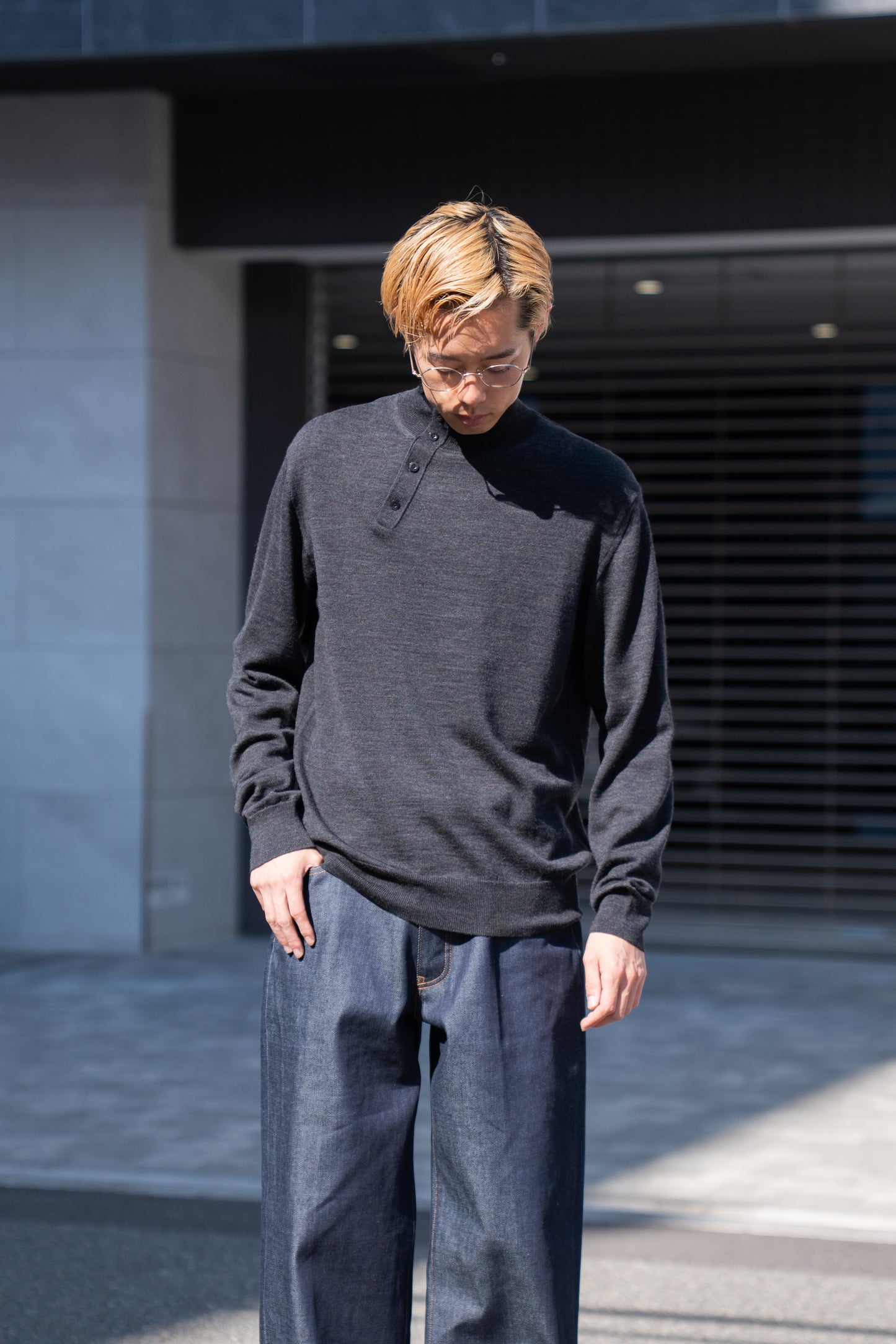 WOOL HIGH-NECK KNIT PULLOVER