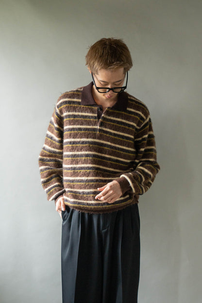 KID MOHAIR RIBBED KNIT POLO LS(ST.1647)