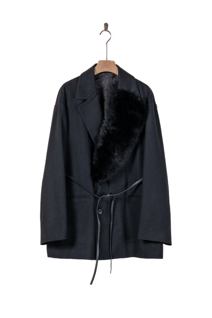 OVERSIZED FUR LAPELED JACKET