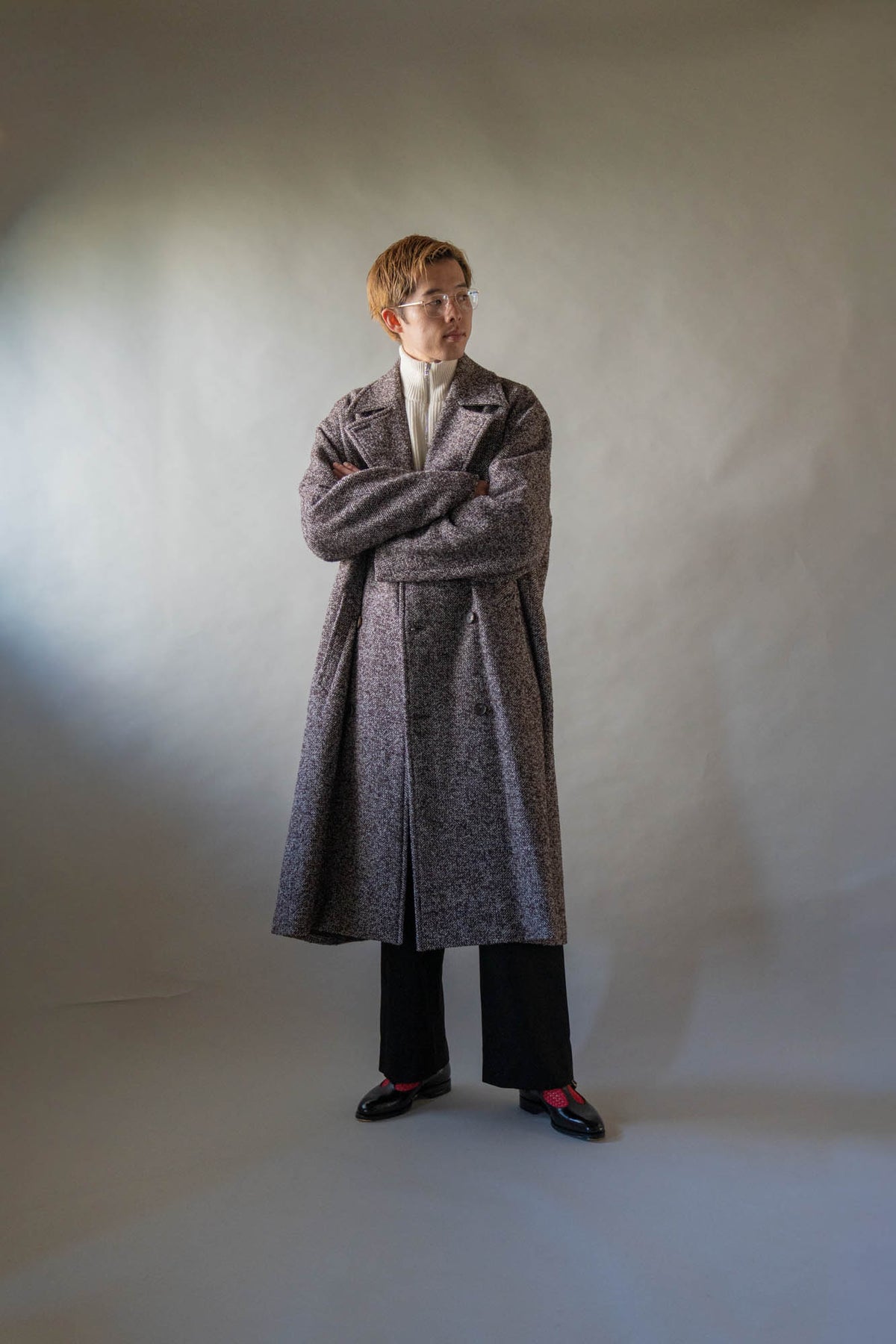LOOP TWEED DOUBLE-BREASTED COAT