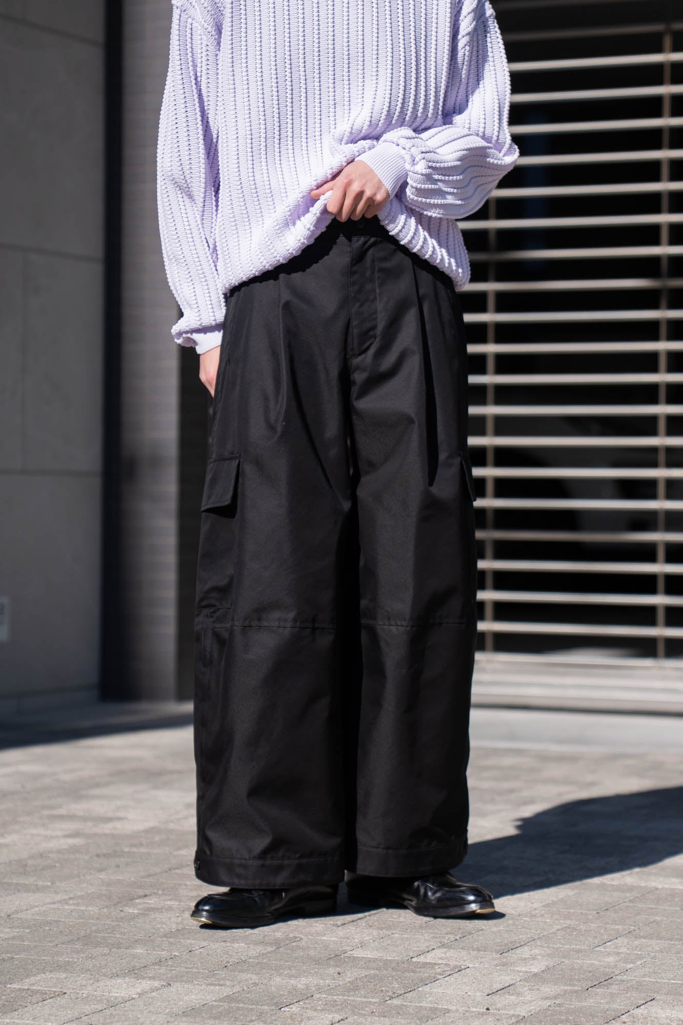 Giza cotton cargo tuck pants