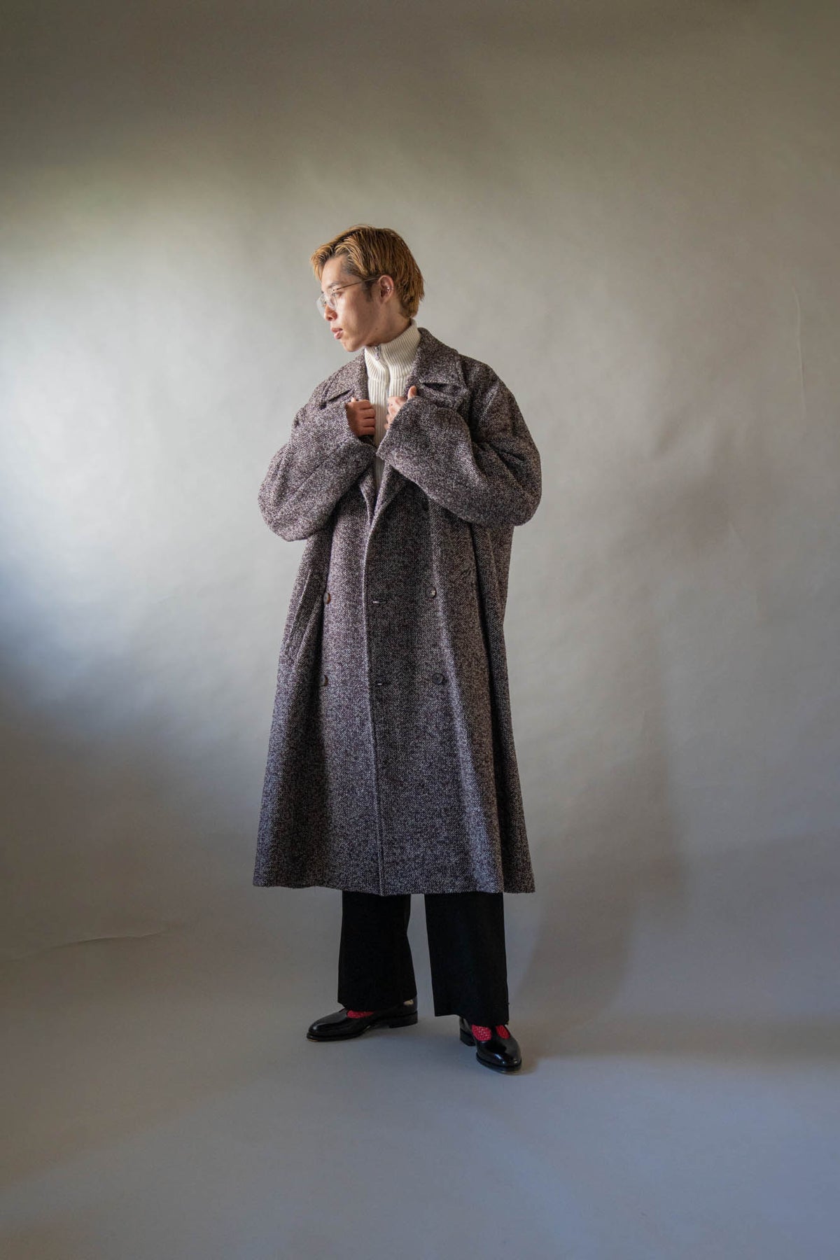 LOOP TWEED DOUBLE-BREASTED COAT