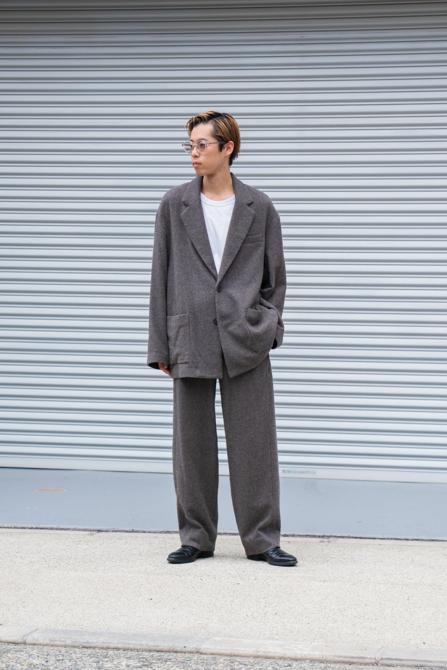 WOOL/CASHMERE FLEECE SINGLE BREASTED JACKET(ST.1268)