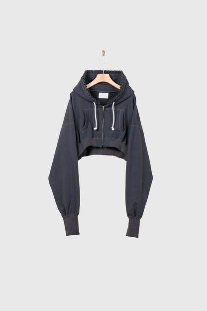 Short Pleats Zip Hoodie