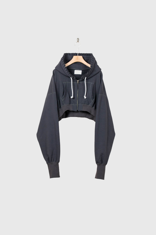 Short Pleats Zip Hoodie