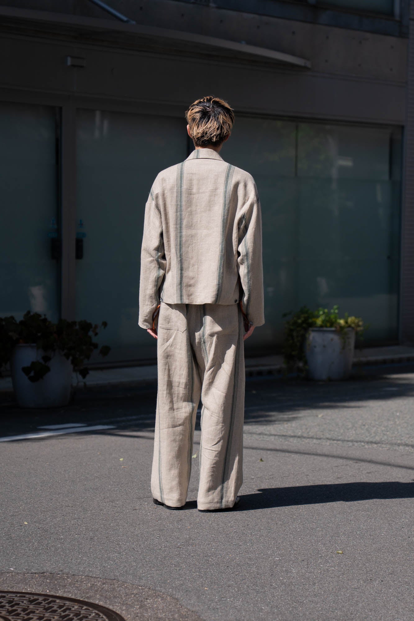 FLLOWER SAK LINEN STRIPE JACKET
