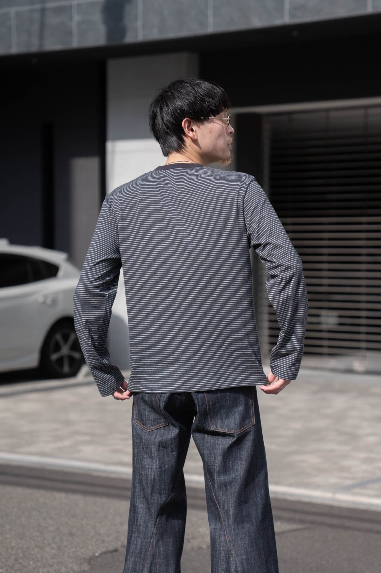 Hand-Embroidered Stripe Long Sleeve T-Shirt