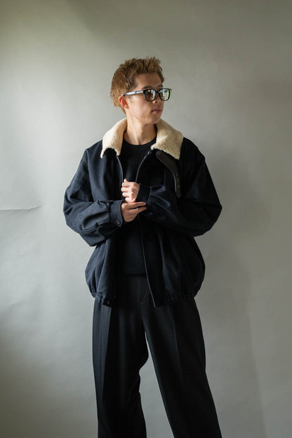MOUTON COLLAR WOOL CASHMERE PADDED JACKET(ST.1546)