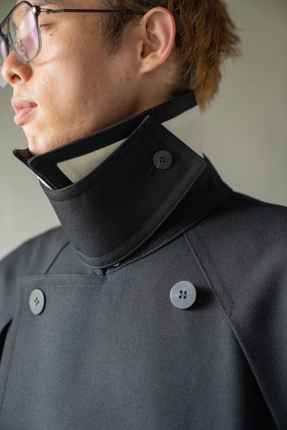 Wool Gabardine Trench Coat In Black