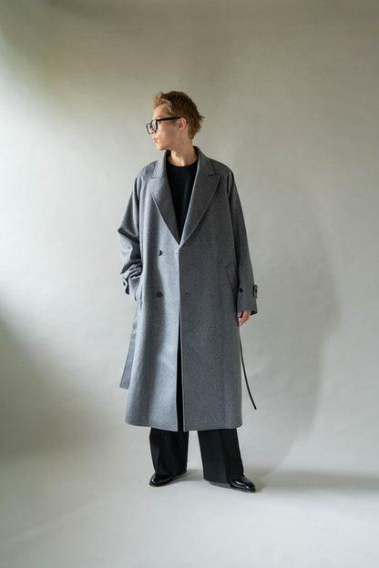 WOOL CASHMERE OVERSIZED PEAK LAPEL CHESTER COAT(ST.1533)