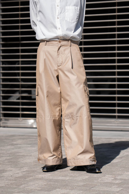 Giza cotton cargo tuck pants