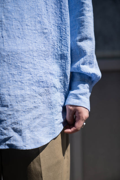water twisted linen glen check shirt