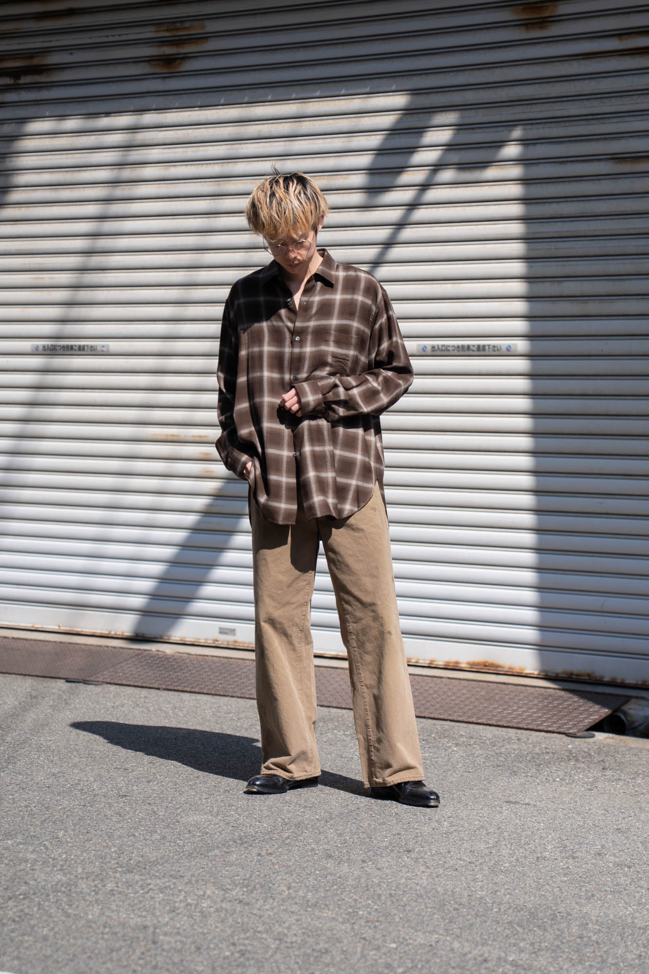 LY/VIS CHECK OVERSIZED LS SHIRT(ST.1461)