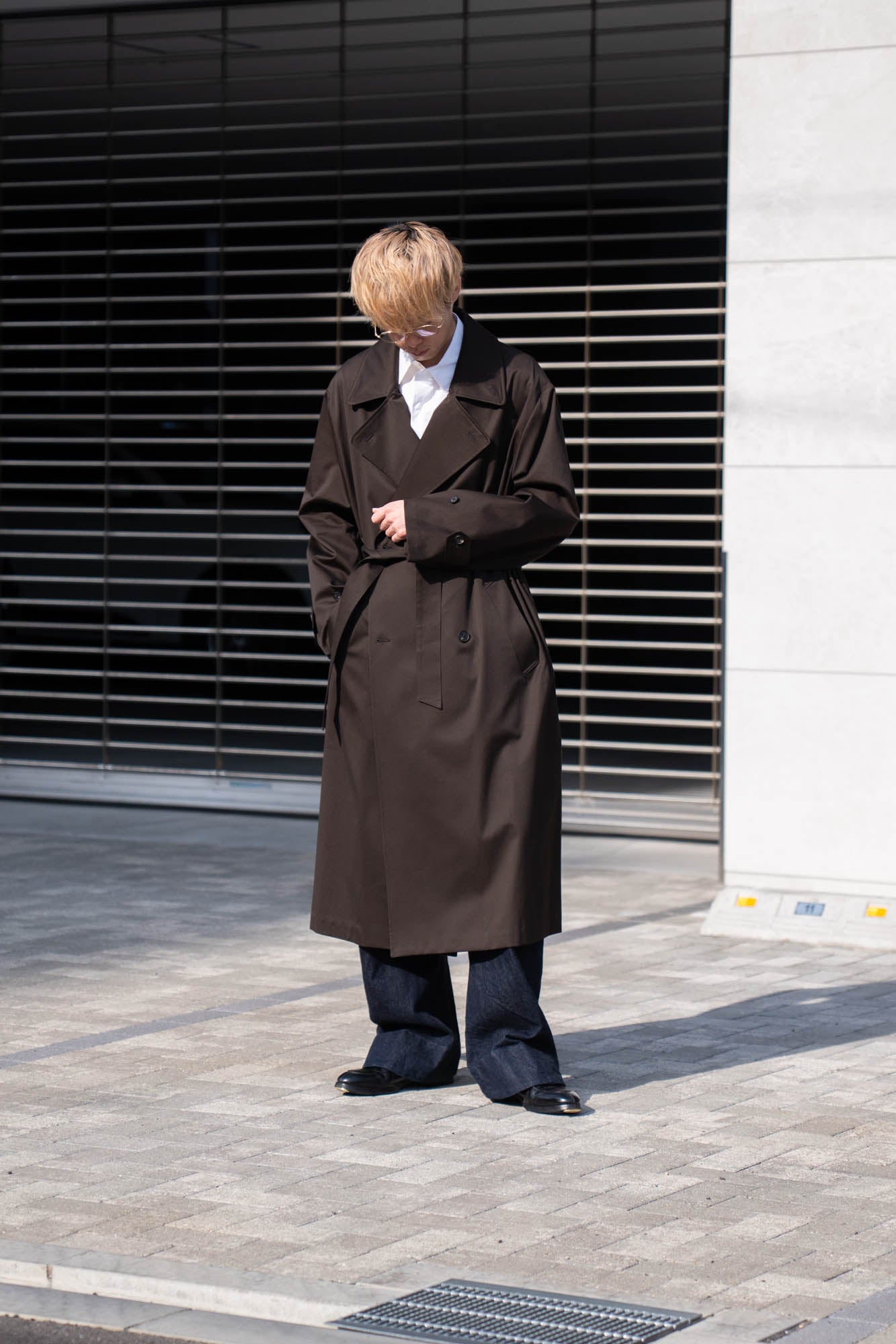 COTTON SATIN OVERSIZED DOUBLE BREASTED COAT(ST.1371)