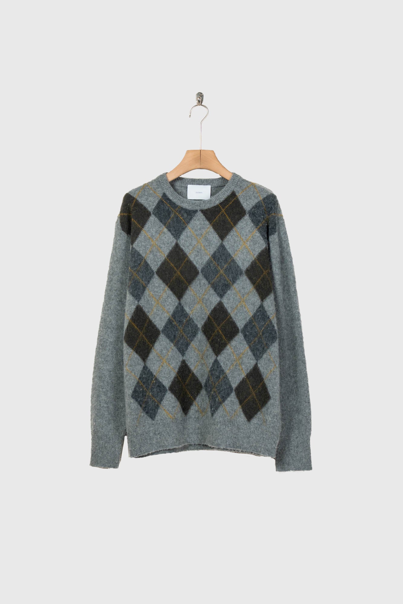 FINE WOOL ARGYLE KNIT CREW NECK LS(ST.1649)