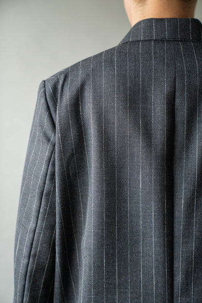 Double-Breasted Jacket in Wool Pinstripe