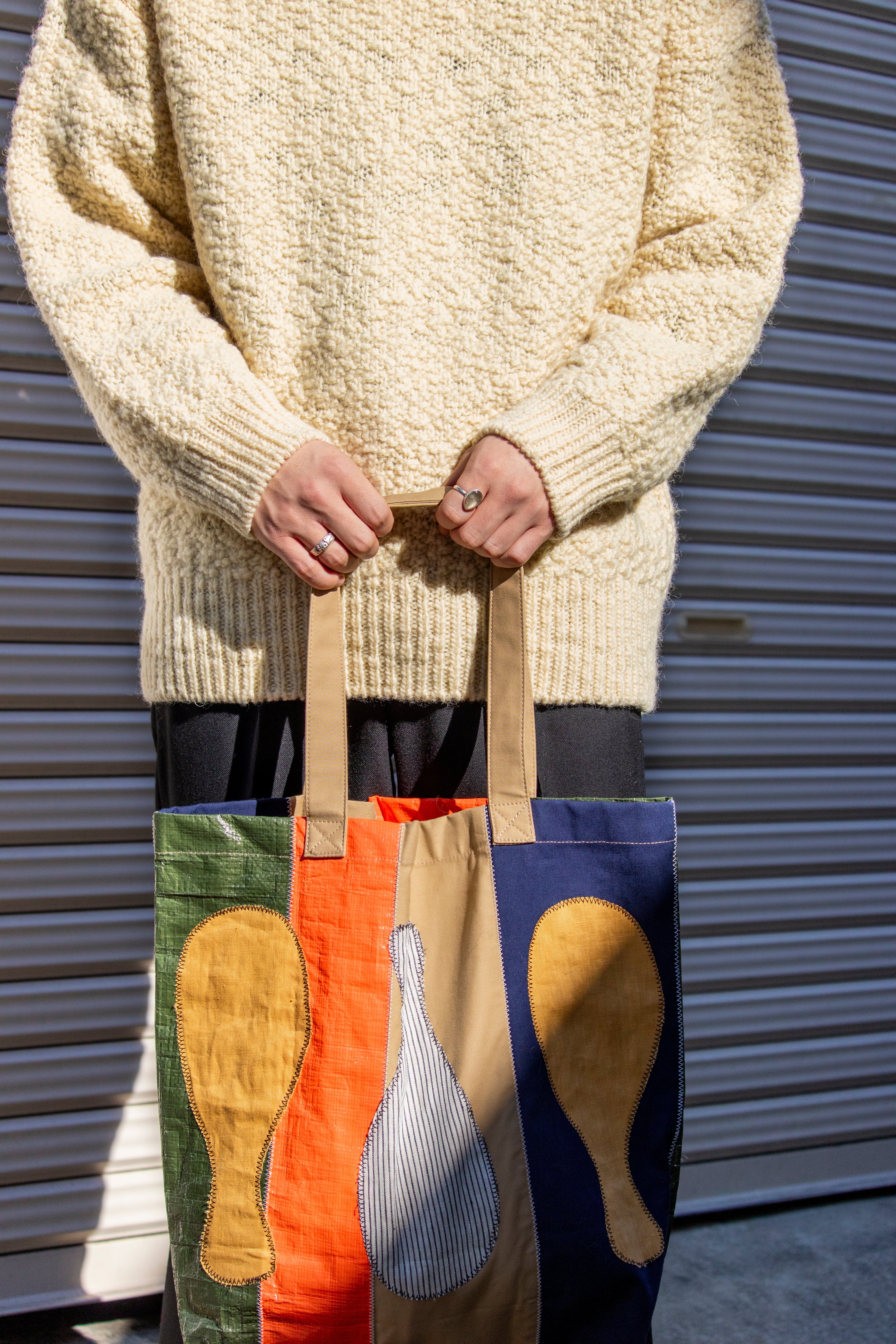 Color-block vinyl tote bag – sign | サイン