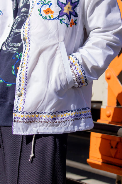 Cross-stitch coach jacket